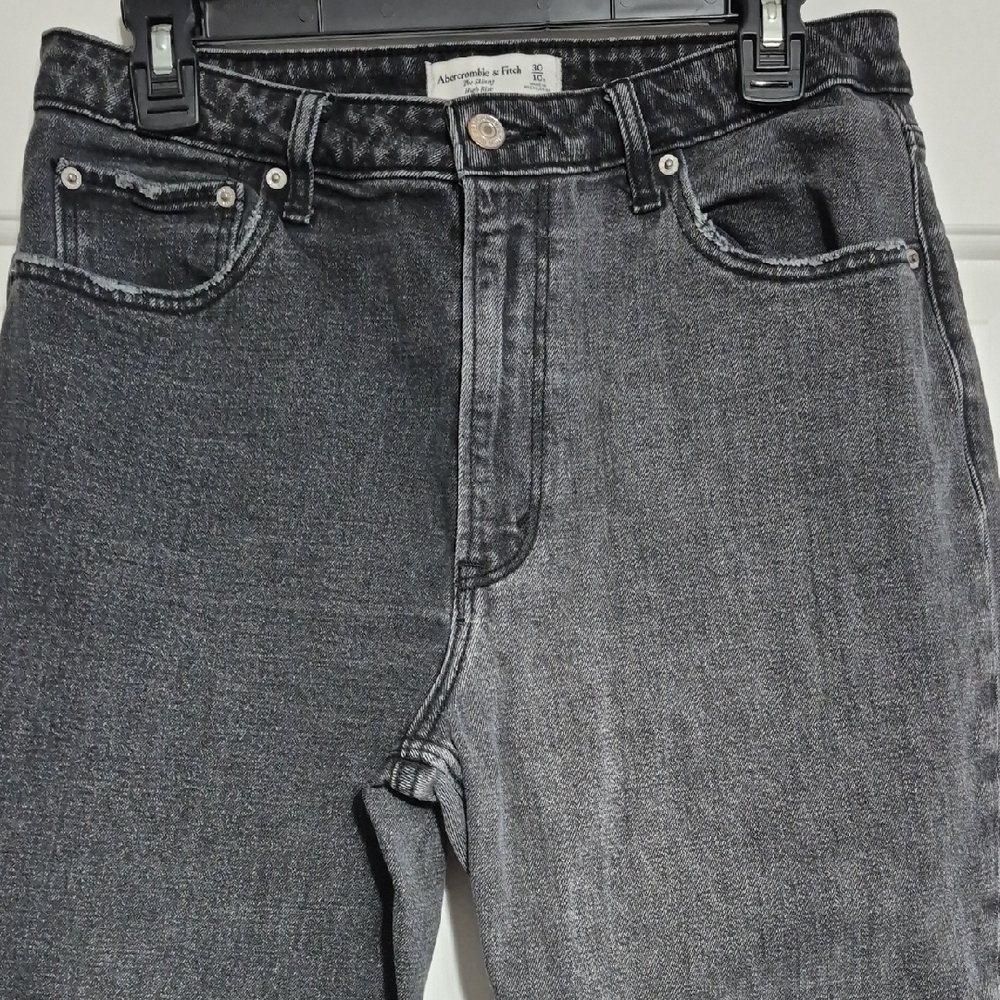 Abercrombie Fitch Jeans Skinny High Rise Curve Love Distressed Black Womens 10